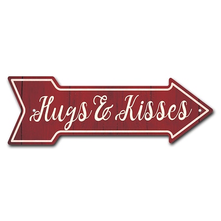 Hugs And Kisses Arrow Sign Funny Home Decor 24in Wide